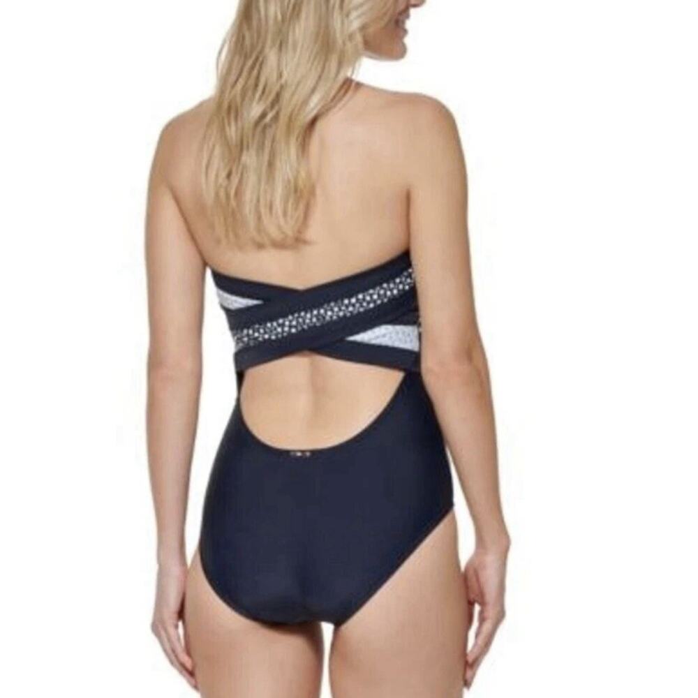 Tommy Hilfiger NWT Sky Captain Bandeau One Piece Swim Size M - Picture 3 of 8